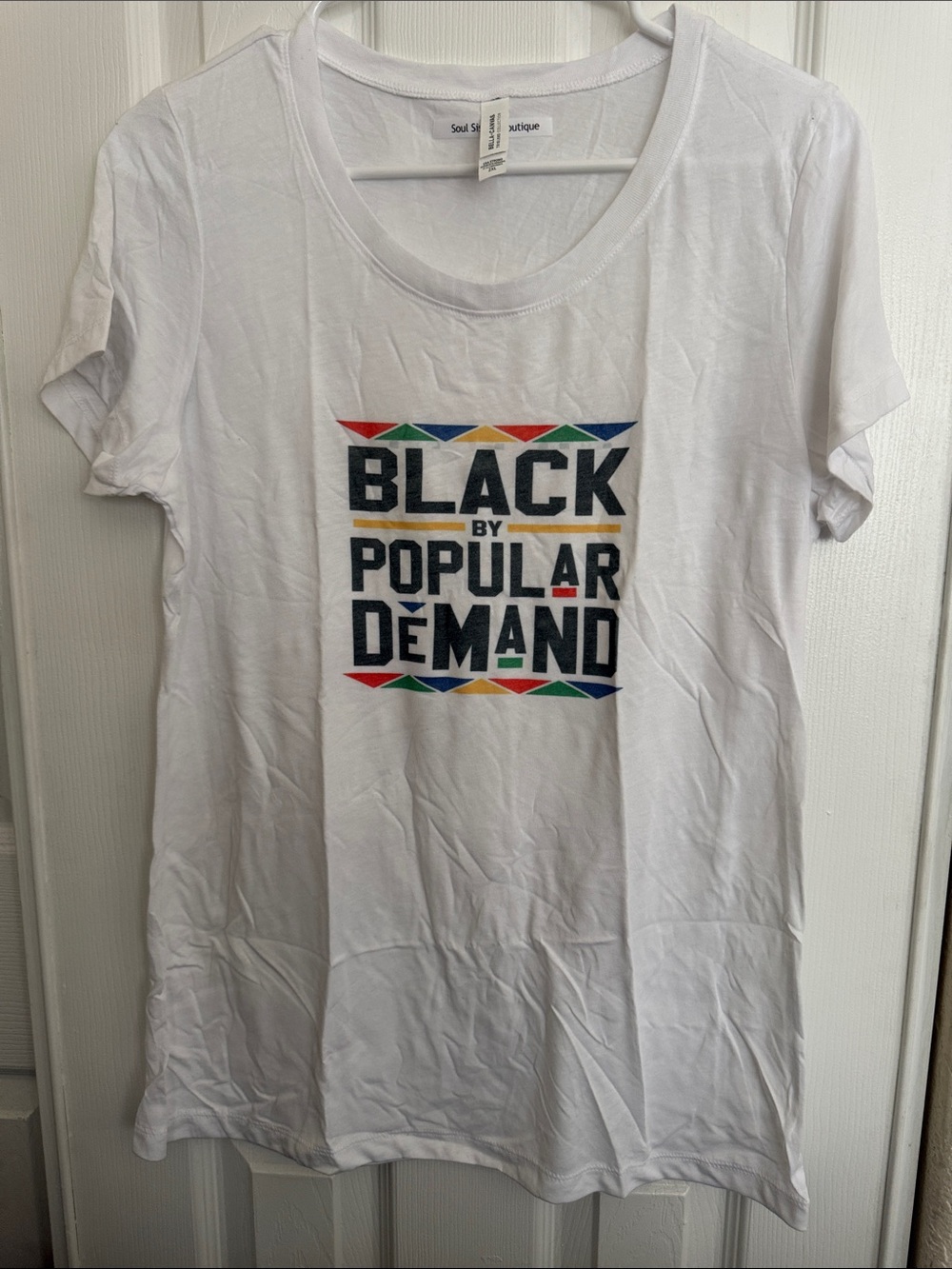 Bella Canvas White Short Sleeve Tee with Multicolor Graphic - Picture 1 of 5
